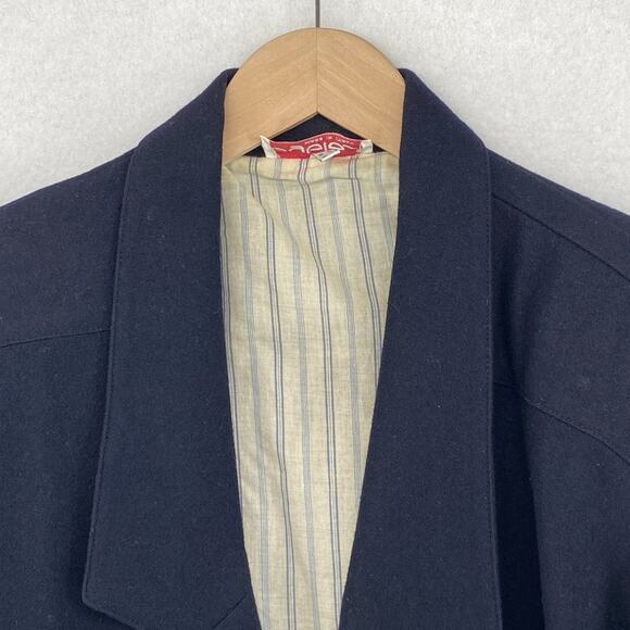 BYBLOS Blazer 6 Wool Double Breasted Pleated Back Jacket Blue Italy Vintage 80s - Picture 2 of 16